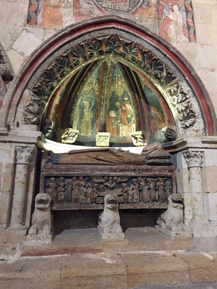 Romanesque tomb in the cathedral of Salamanca.